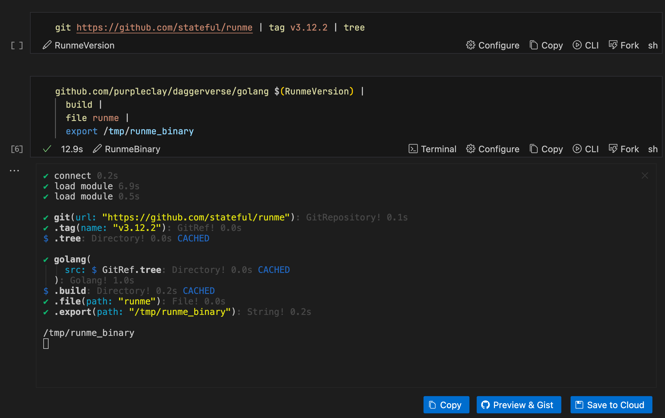 build runme binary referencing the version